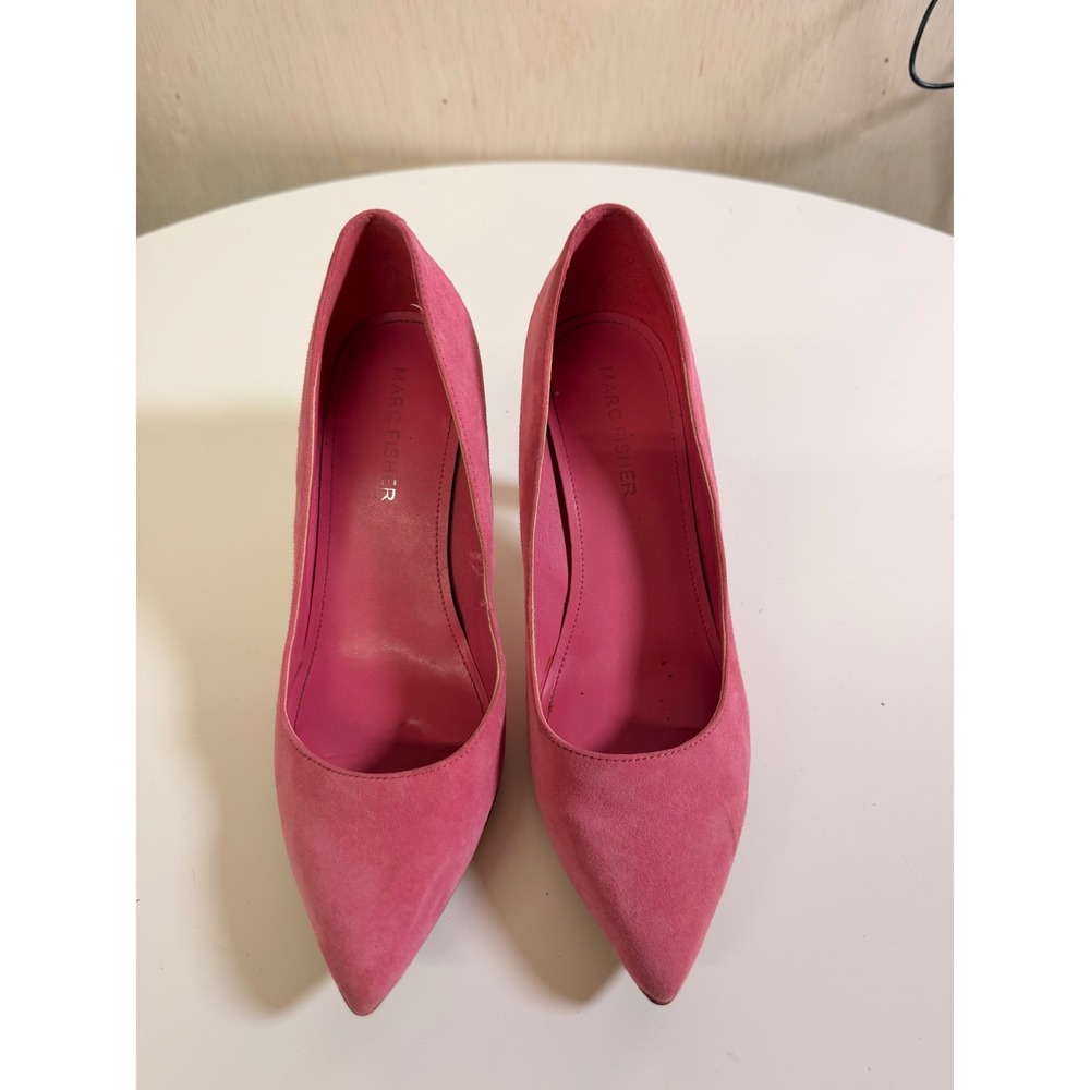 Marc Fisher MFRELKA Pumps Women 6.5M Pink Suede Architectural Heel